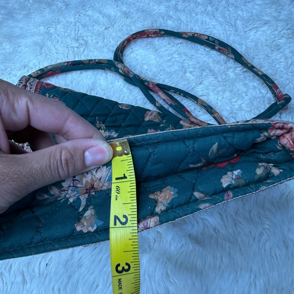 Vintage 80's Vera Bradley Prairie Rose Bag Indiana Tag Floral Flat Crossbody Gre - Picture 6 of 14